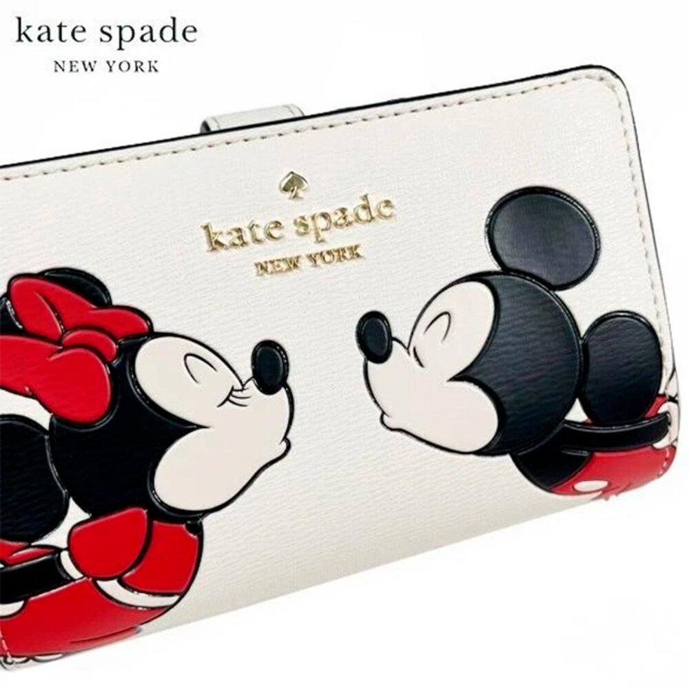 S Kate Spade Disney Minnie Mouse Compact Bifold Wallet Ivory White KG656 NWT - Picture 11 of 16